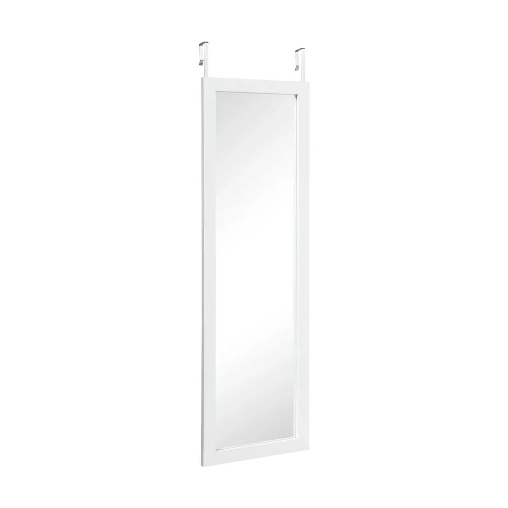 Огледало в цял ръст за врата и стена с рамка от МДФ, 121 × 37 см, бяло