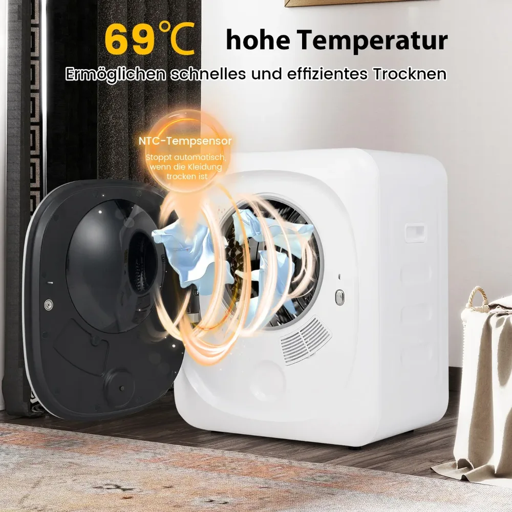 Компактна сушилня 2,5 кг, 800 W, с 5 програми и барабан от неръждаема стомана, снимка 3