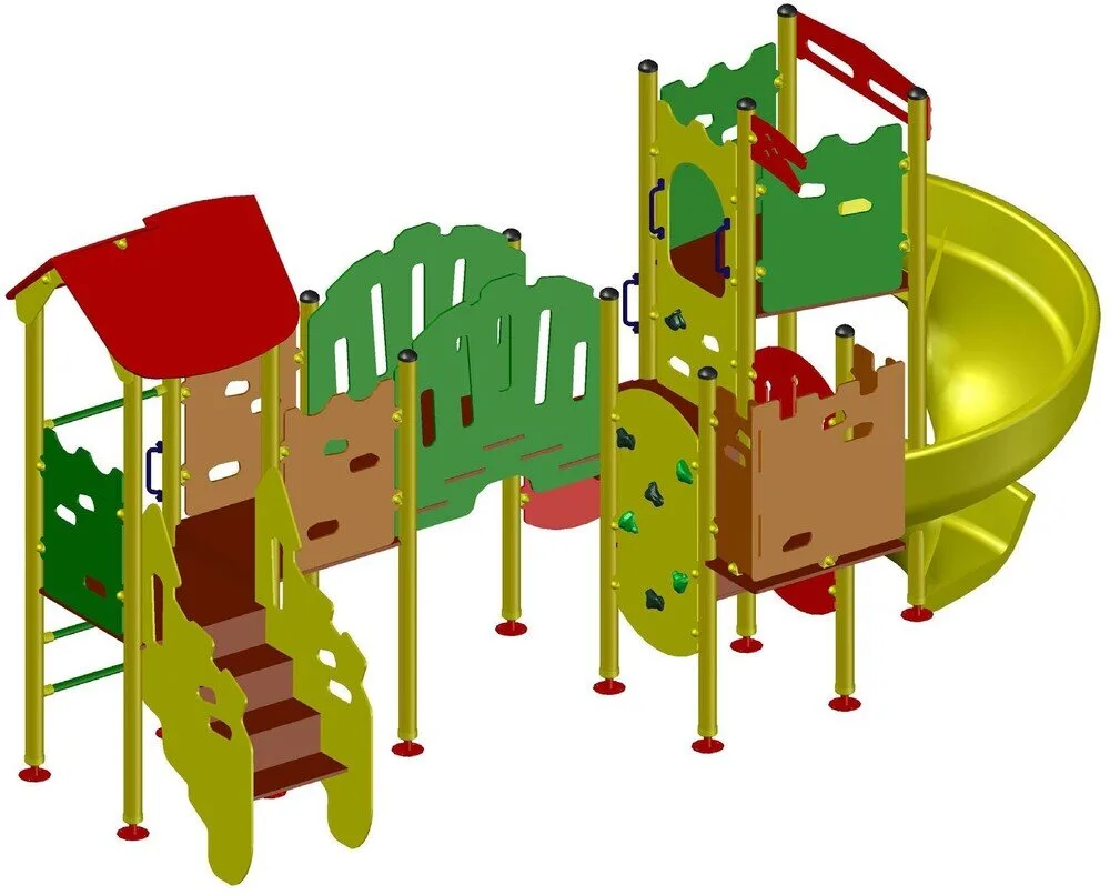 Комбинирано детско съоръжение PS0013-3 – 4,98 × 2,02 × 2,67 м