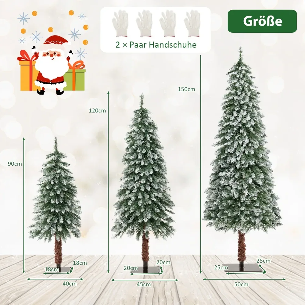 Комплект от 3 заснежени изкуствени елхи с LED светлини, 90 / 120 / 150 см, снимка 4