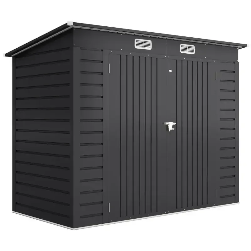 Градинска барака от стомана - 249Ш x 121Д x 166/183В см, сива