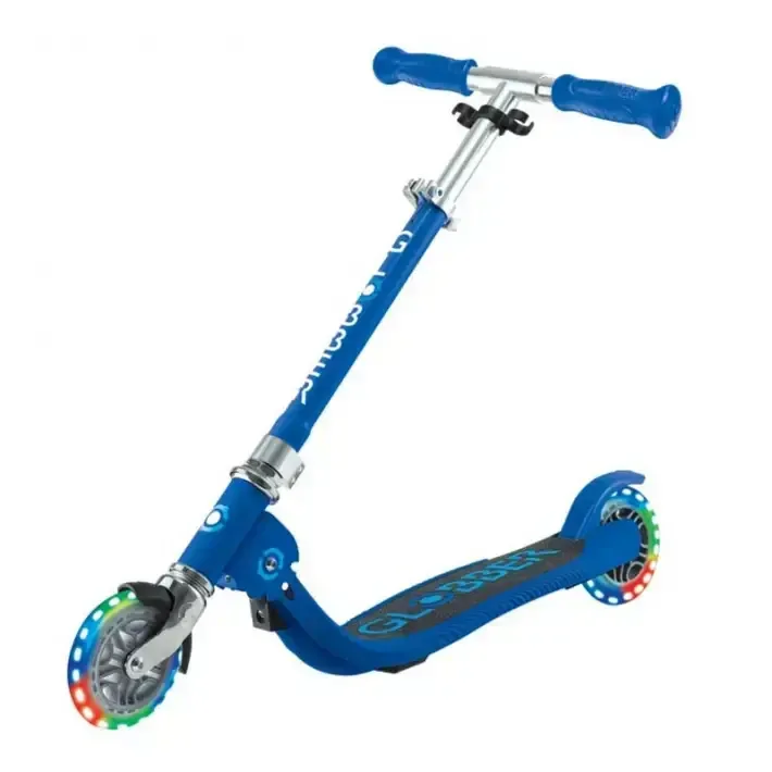 Детска сгъваема тротинетка с две светещи колела Globber Flow Foldable Junior Lights - синя, снимка 9