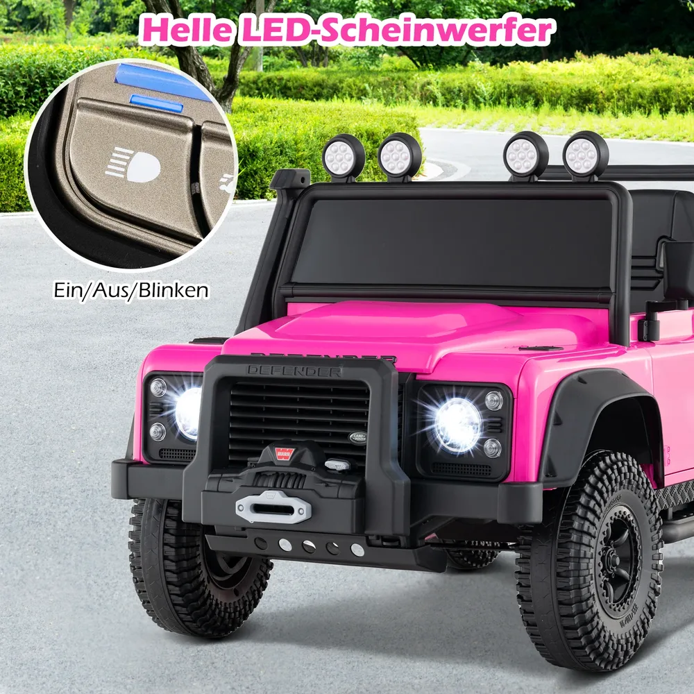 Детска електрическа кола Land Rover Defender с дистанционно за родителите, розова, снимка 6