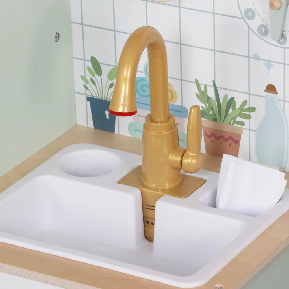 Детска дървена пералня 3 в 1 с мивка с течаща вода и сушилня, 86×32×90 см, снимка 4