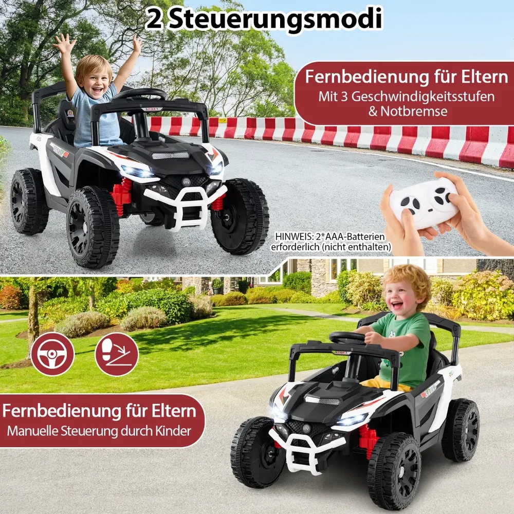 Детска електрическа кола UTV 12 V с дистанционно управление, бяла, снимка 6