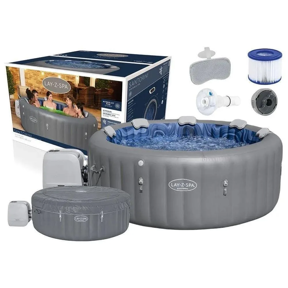 Джакузи надуваемо Santorini Hydrojet Pro - 216 × 80 см с филтърна помпа, покривало и диспенсър, снимка 6