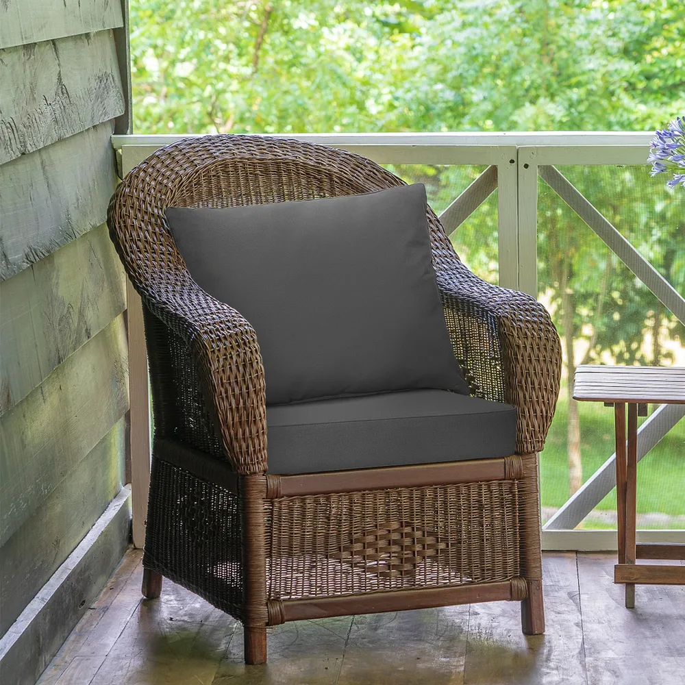 Комплект от 2 възглавници за градински мебели със сваляем калъф, тъмносиви, снимка 8