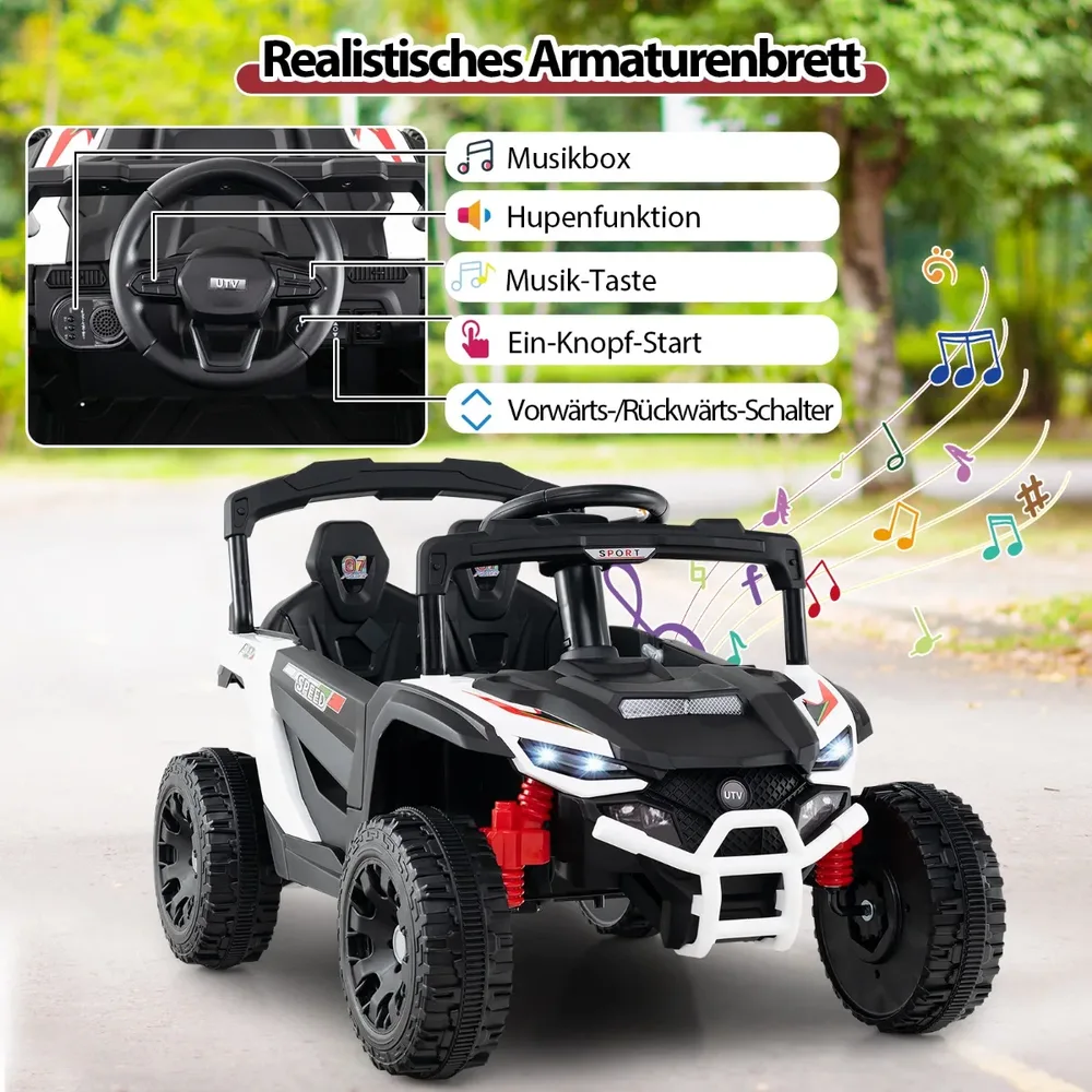 Детска електрическа кола UTV 12 V с дистанционно управление, бяла, снимка 8