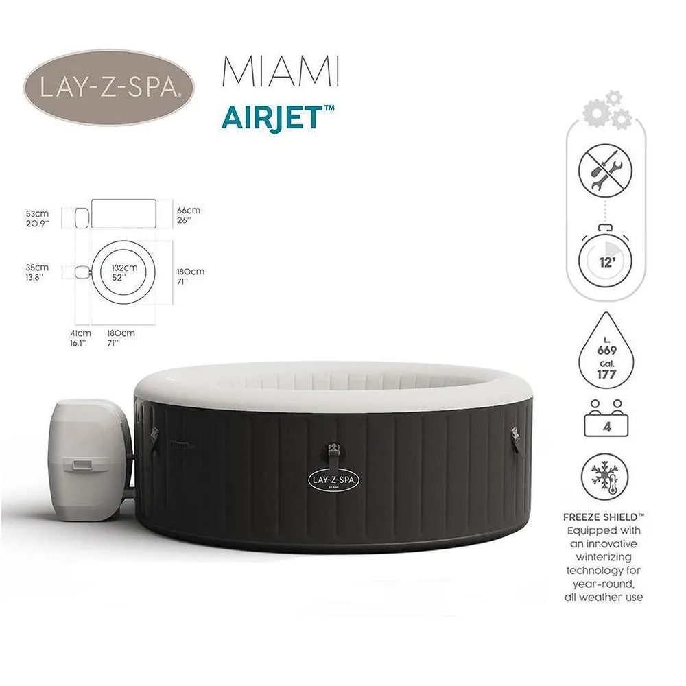 Джакузи надуваемо Miami Air Jet - 180см. с филтърна помпа и диспенсър, снимка 3