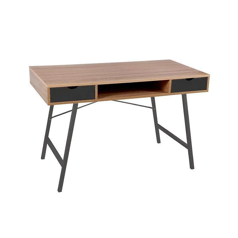 Работно бюро Shape A, 120 × 48 × 76 см, меламин дъб, черен метал