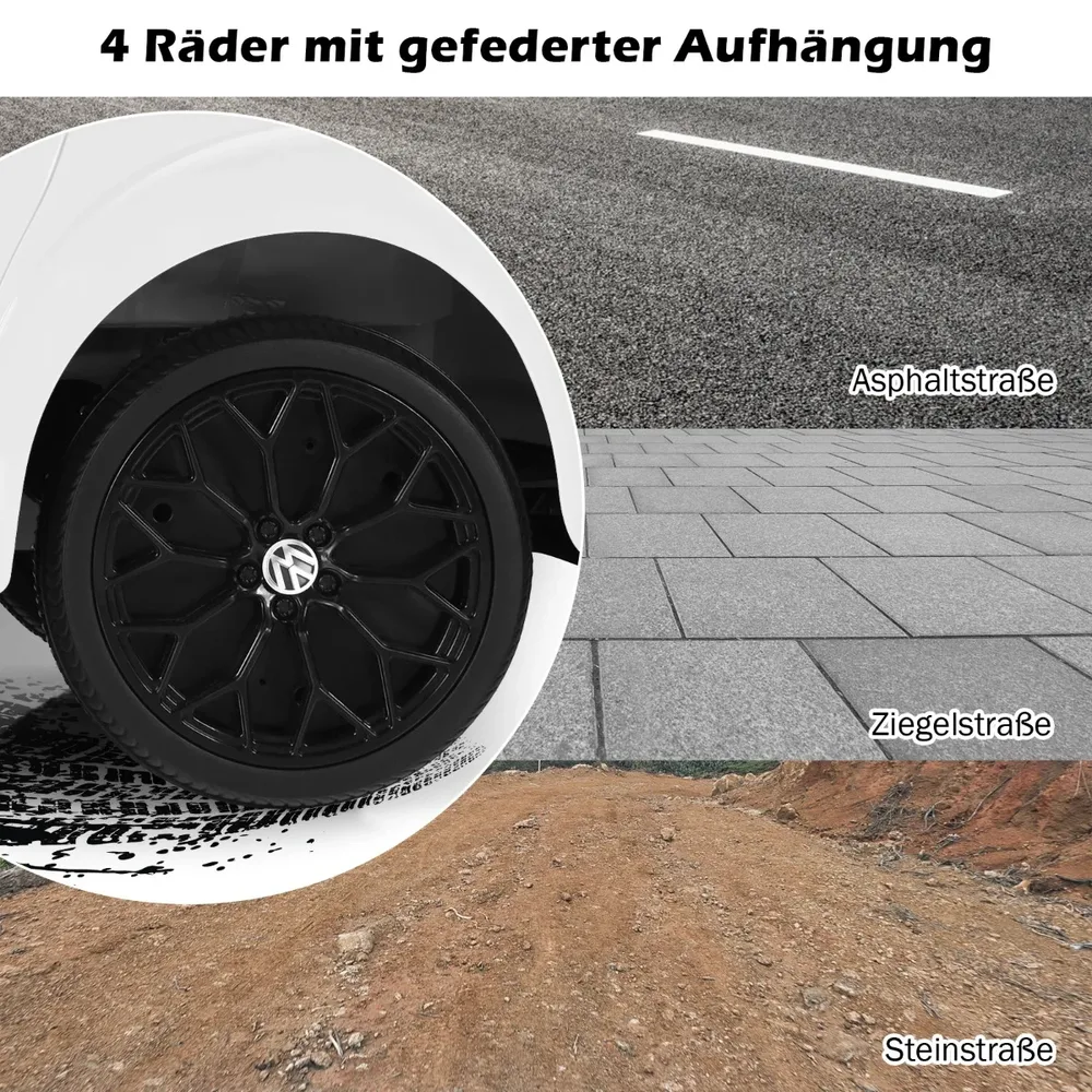 Детска електрическа кола VW Beetle с музика, 2 режима на светлини и дистанционно, бяла, снимка 6