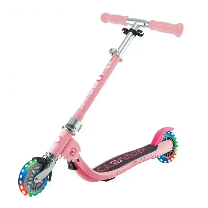Детска сгъваема тротинетка с две светещи колела Globber Flow Foldable Junior Lights - розова, снимка 4