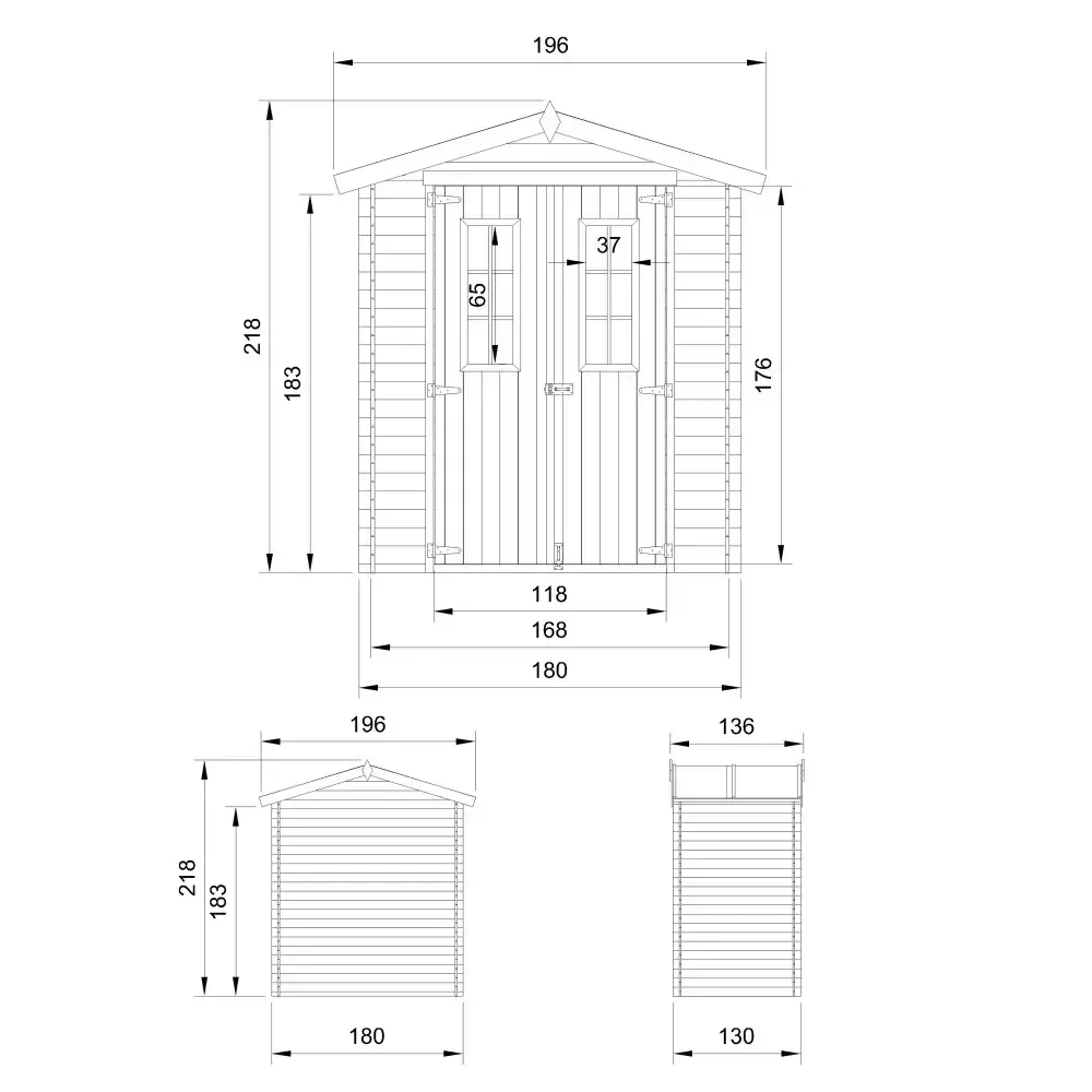 Дървена барака без под – 180 × 130 см – 2 м², снимка 5