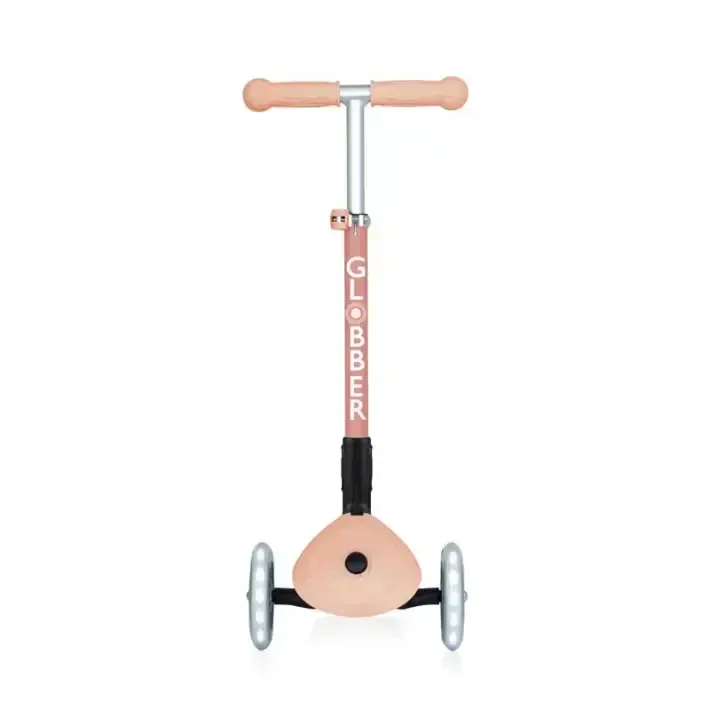 Сгъваема еко тротинетка с 3 колела GLOBBER JUNIOR FOLDABLE LIGHTS ECOLOGIC – цвят праскова, снимка 2