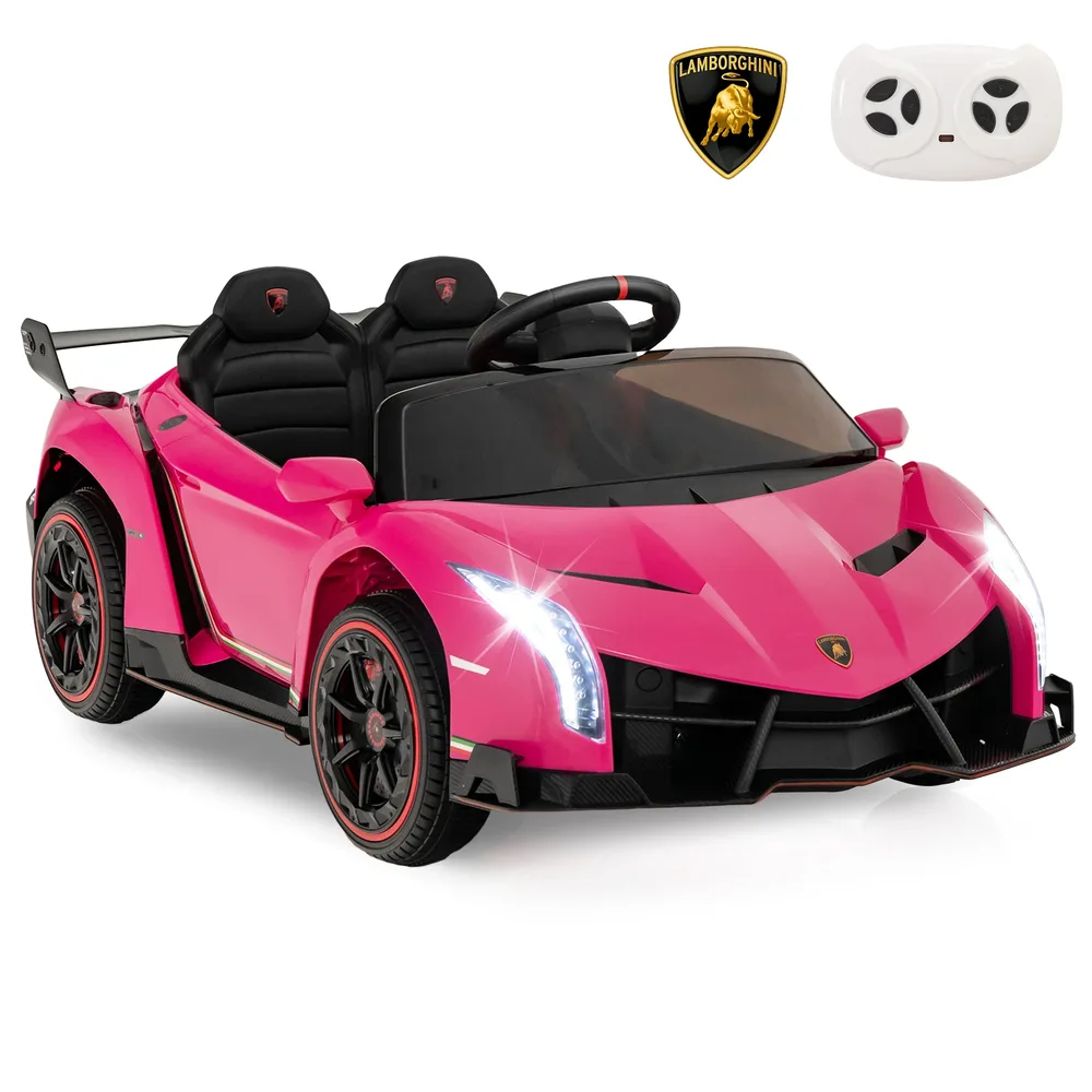 Детска електрическа кола Lamborghini 12V с дистанционно, LED фарове и музика, розова, снимка 6
