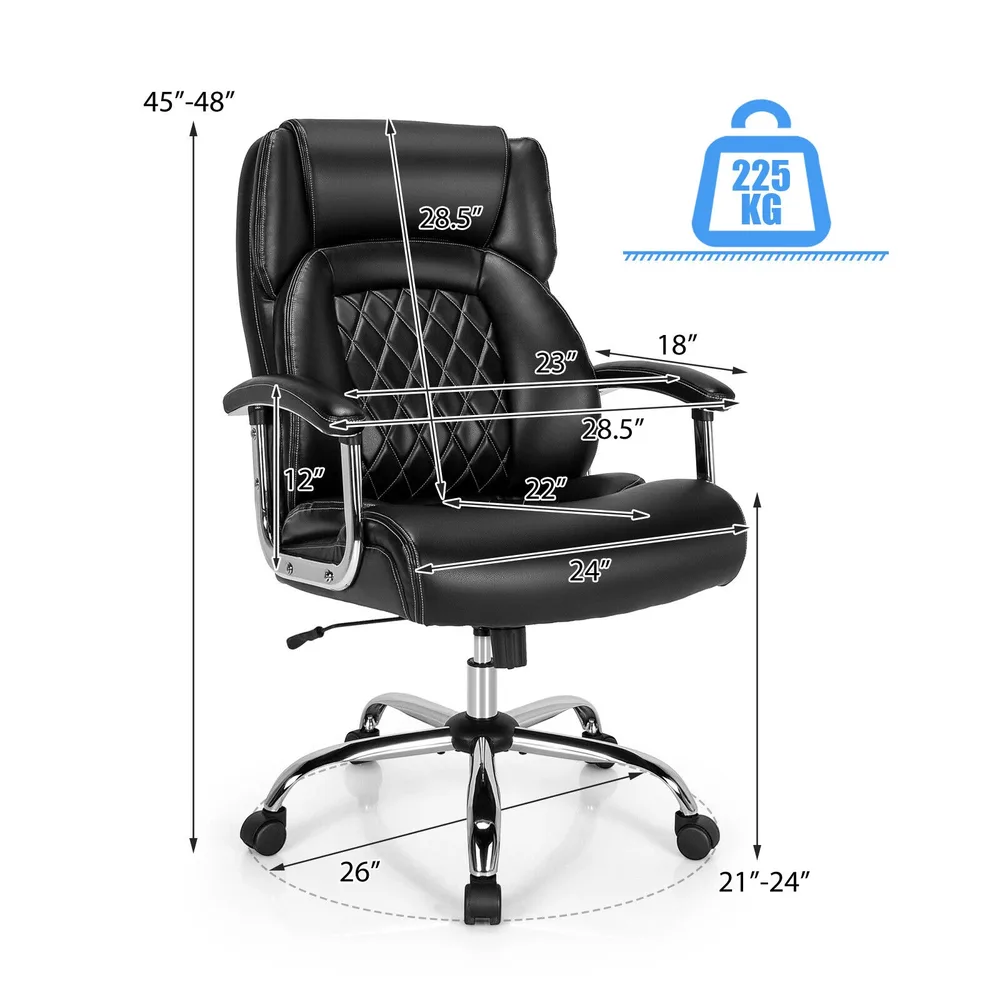 Офис стол за едри и високи потребители с висока облегалка и метална основа, черен, снимка 5