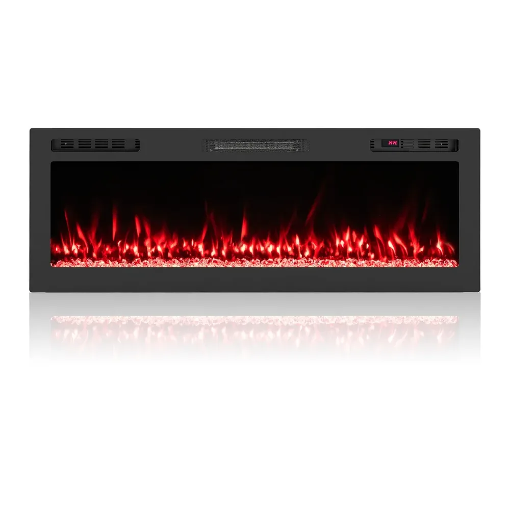 Електрическа камина 50 инча за стенен монтаж или вграждане, 750/1500 W, с приложение, черна, снимка 5