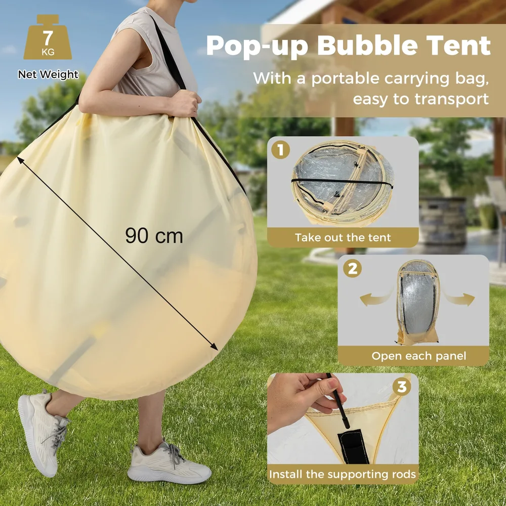 Прозрачна палатка-иглу с PVC стени за 5–6 души, 259 × 259 см, снимка 7