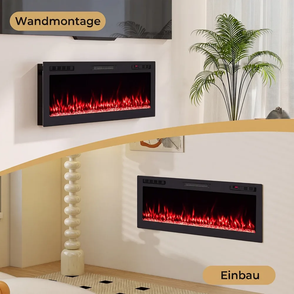 Електрическа камина с отопление 750/1500 W, дистанционно и управление през приложение, 42 инча