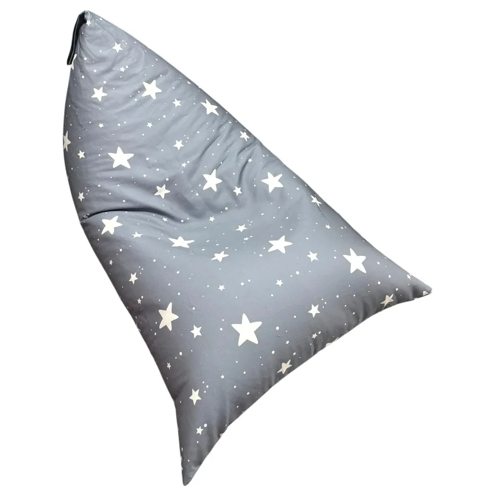 Детски пуф лежанка Little Stars, 100% памук, сив барбарон със звезди, 127x81x76 см, снимка 2