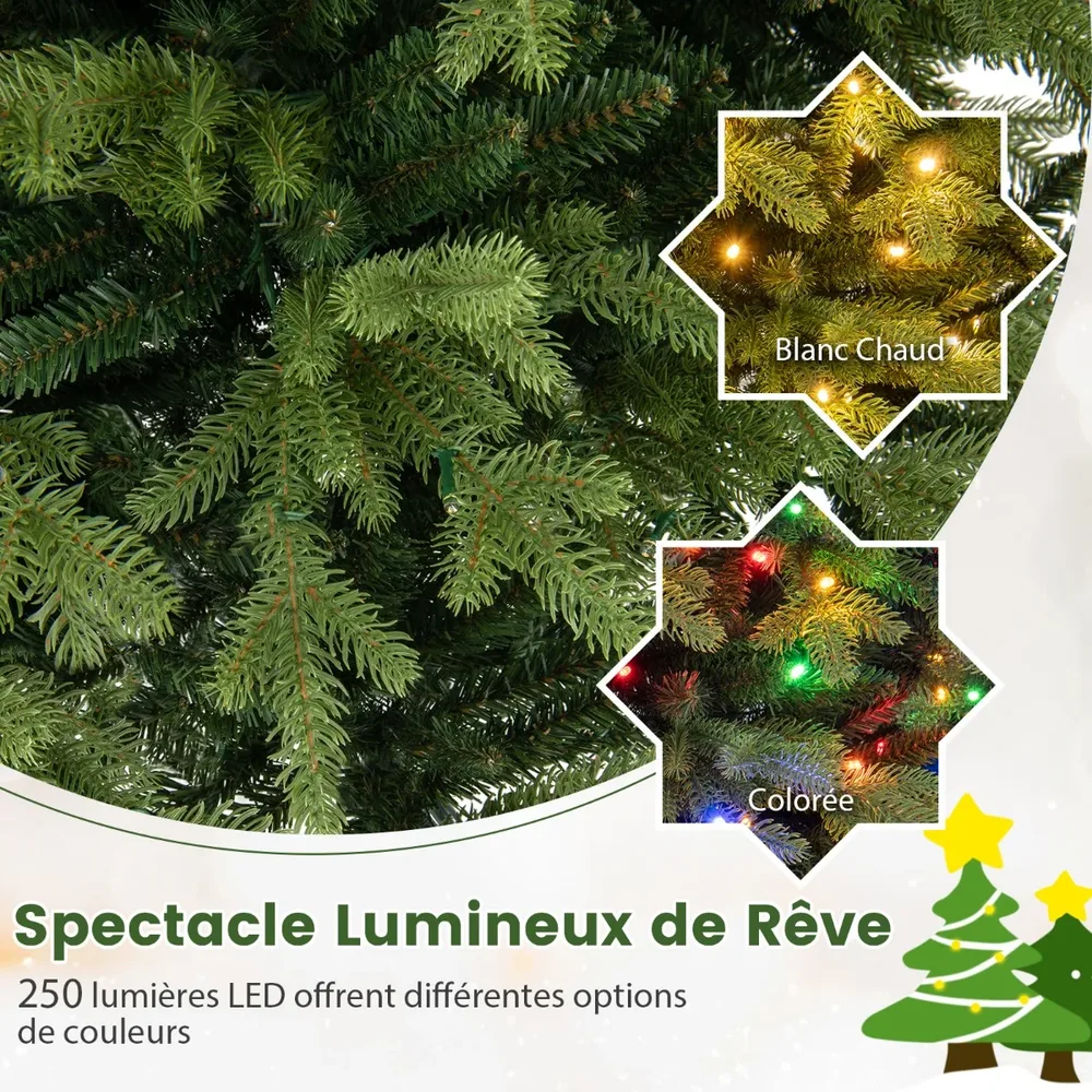 Изкуствена елха на панти с LED светлини и 11 режима на осветление, 150 см, снимка 3