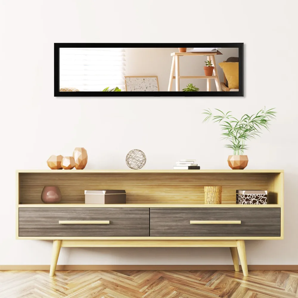Огледало в цял ръст за врата и стена с PS рамка и защитно покритие, 119 × 33 см, черно, снимка 3