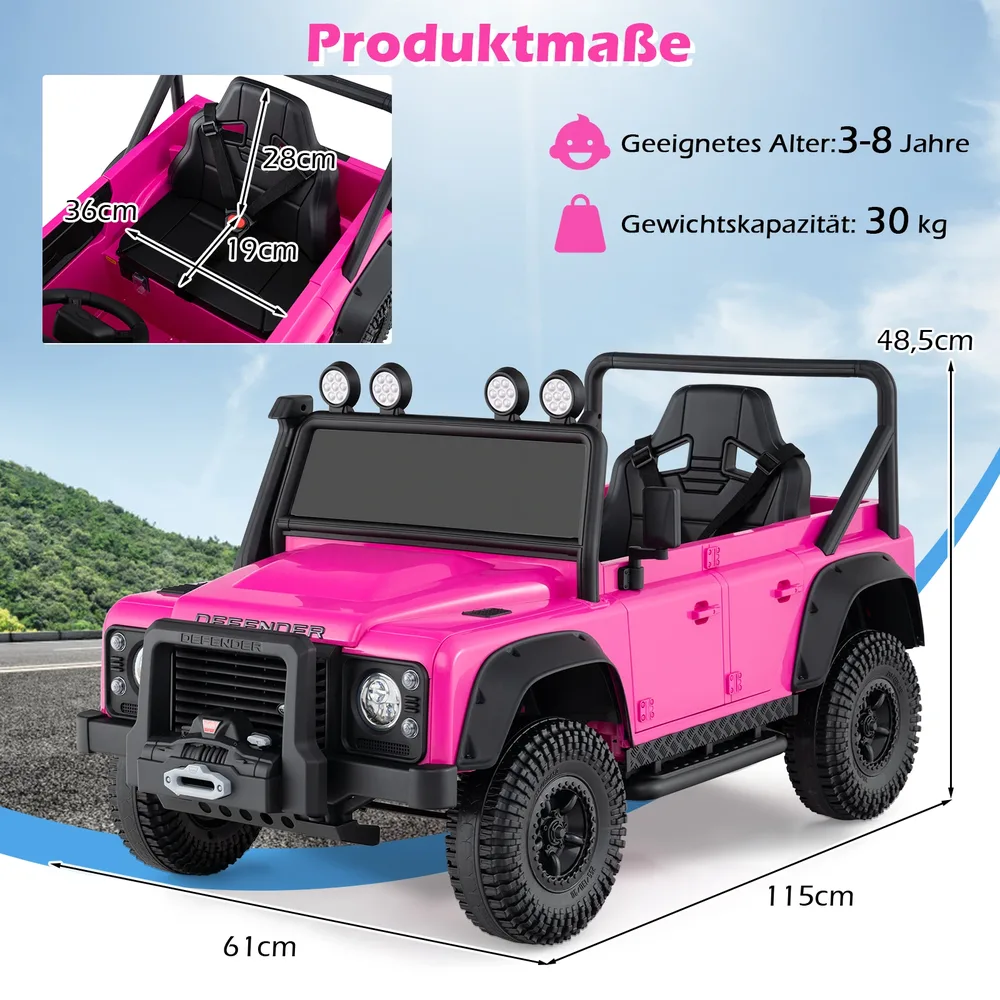 Детска електрическа кола Land Rover Defender с дистанционно за родителите, розова, снимка 3