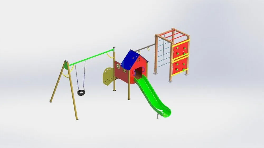 Комбинирано детско съоръжение с люлка PS0035-3