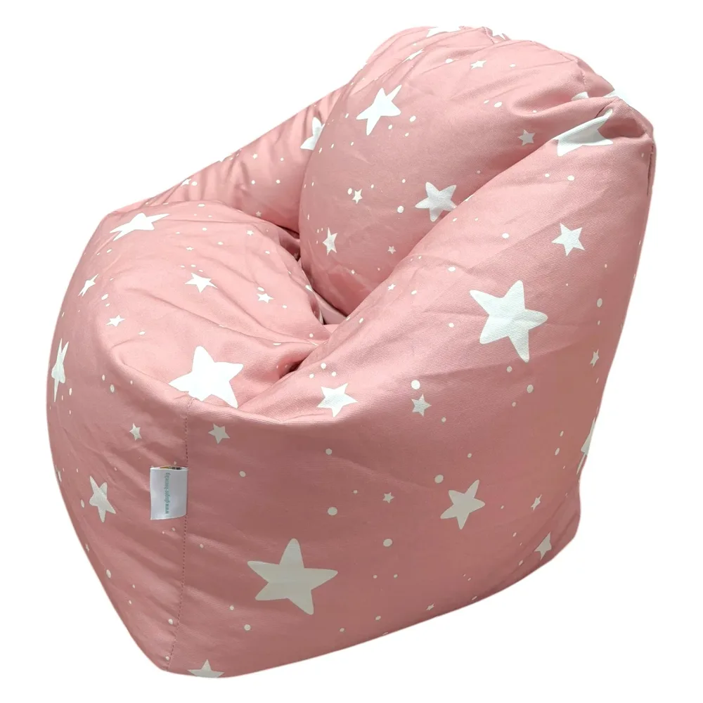 Детски пуф кресло Little Stars, 100% памук, розов барбарон със звезди, 55x44x55 см, снимка 3