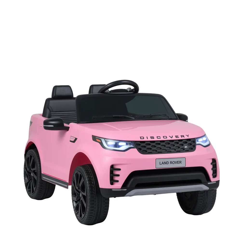 Детска електрическа кола Land Rover 12 V с окачване, LED светлини и музика, розова