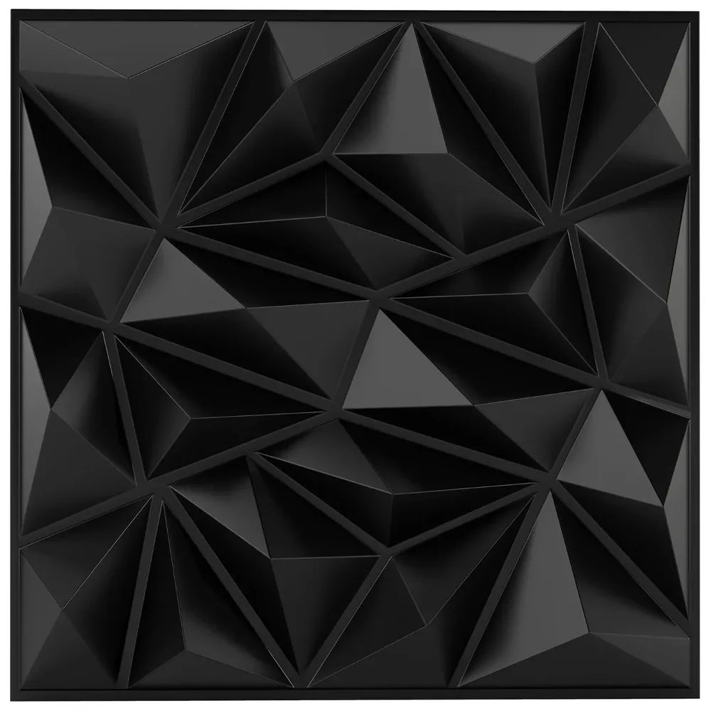 Комплект от 40 самозалепващи 3D стенни панела от PVC с диамантен мотив, 10 м², черни, снимка 3