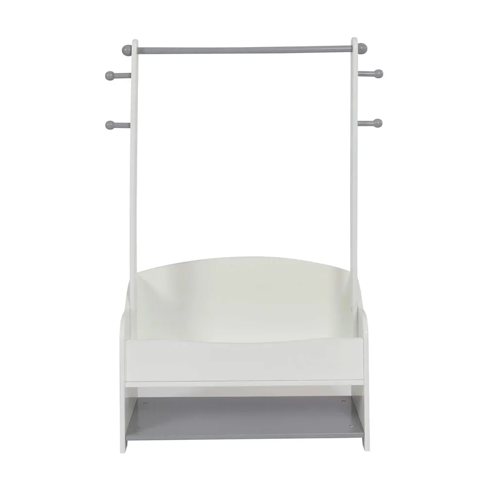 Дървена стойка за детски дрехи, етажерка с рафтове за съхранение - WHITE/GREY, снимка 9