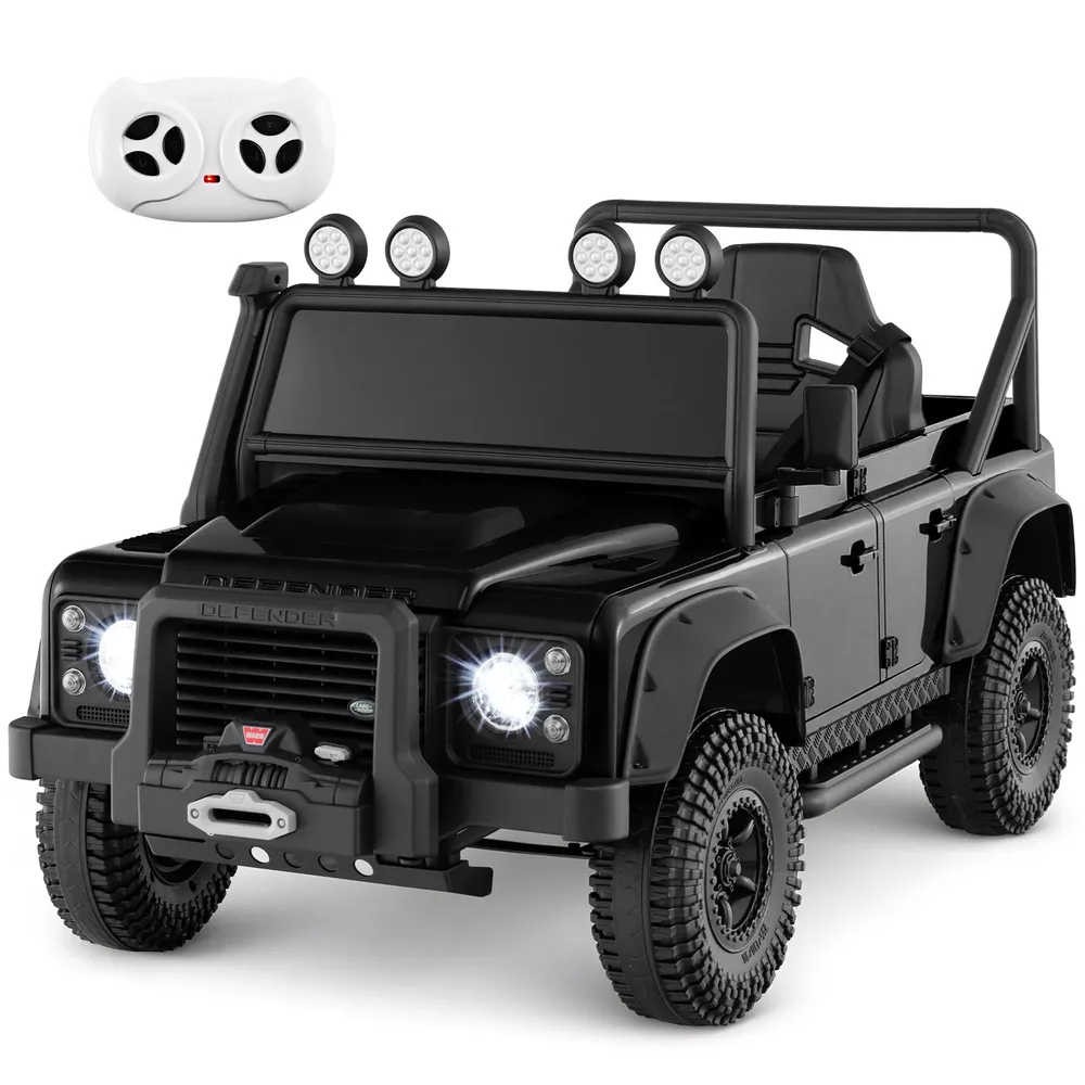 Детска електрическа кола Land Rover Defender с дистанционно за родителите, черна, снимка 2
