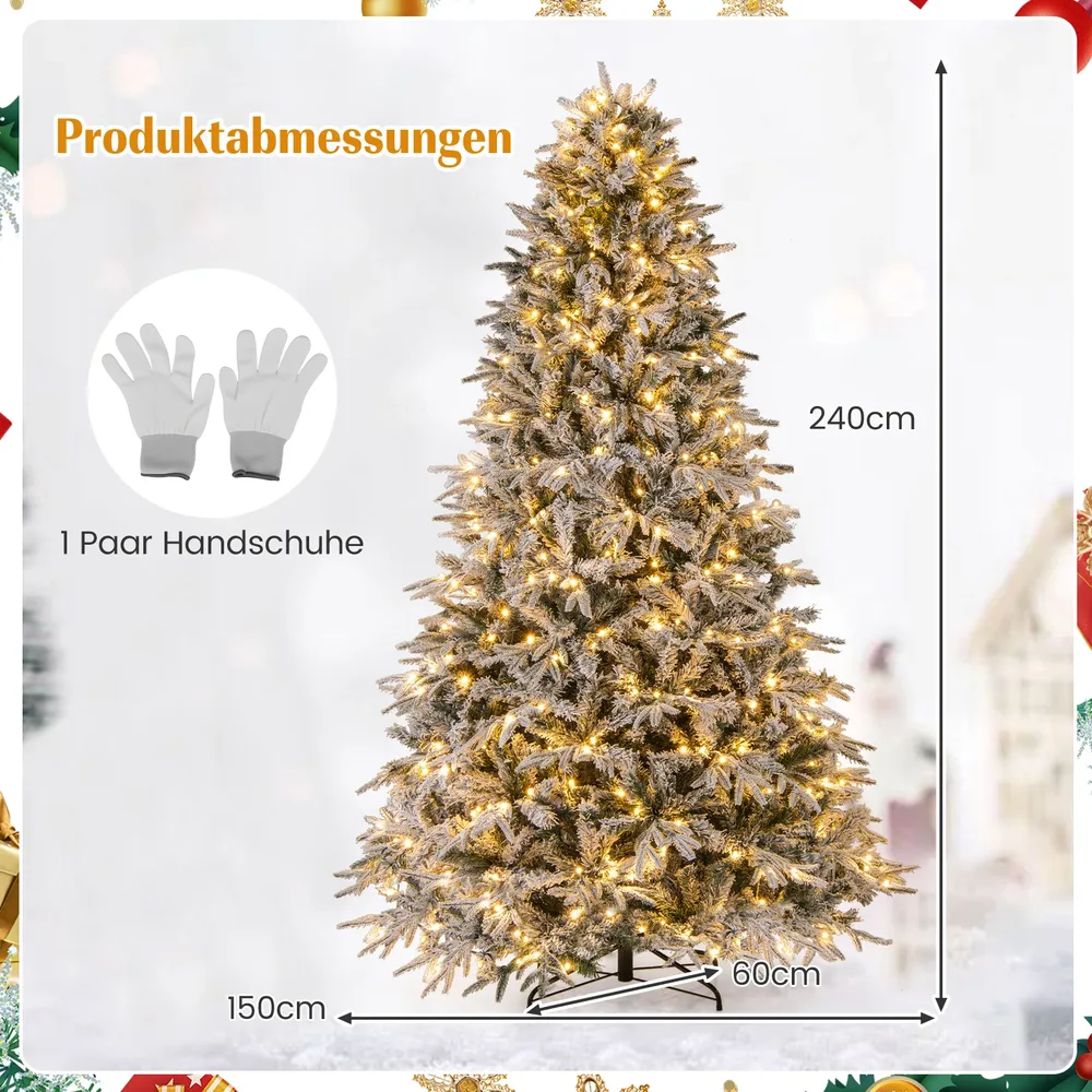 Заснежена коледна елха на панти с вградени 460 топлобели LED, 240 см, снимка 3