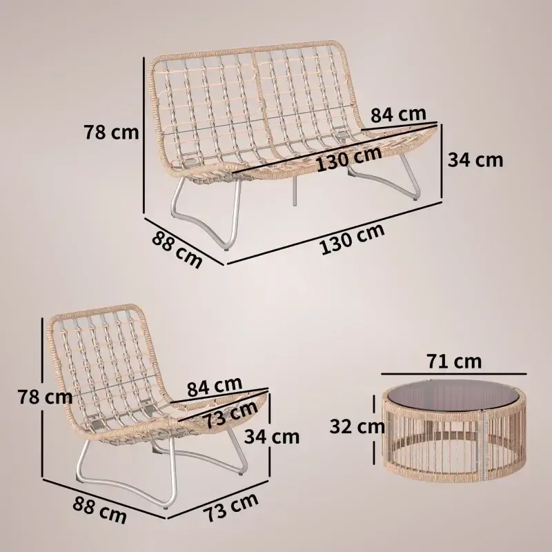 Комплект градински мебели от 4 части - Beige, снимка 4