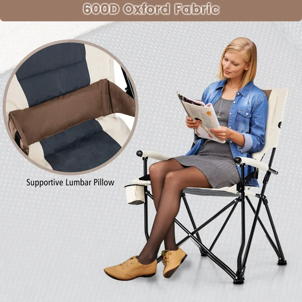 Сгъваем къмпинг стол с поставка за чаша на подлакътника и възглавница за кръста, снимка 8