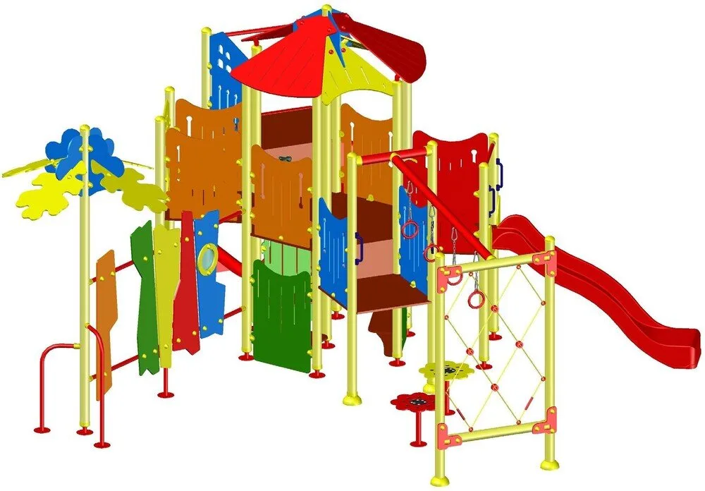 Комбинирано детско съоръжение PS0001-1 – 5,53 × 5,12 × 2,99 м