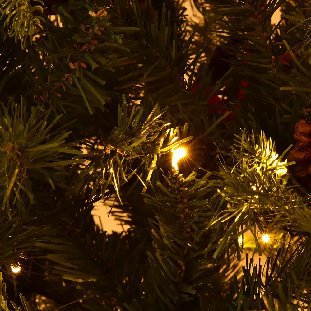 Изкуствена борова елха с LED светлини и стойка, 210 см, снимка 7