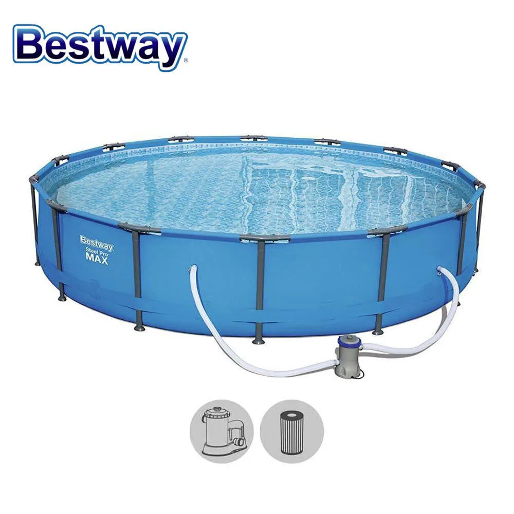 Басейн с метална конструкция Bestway Steel Pro - 4.27м., сглобяем, с филтърна помпа