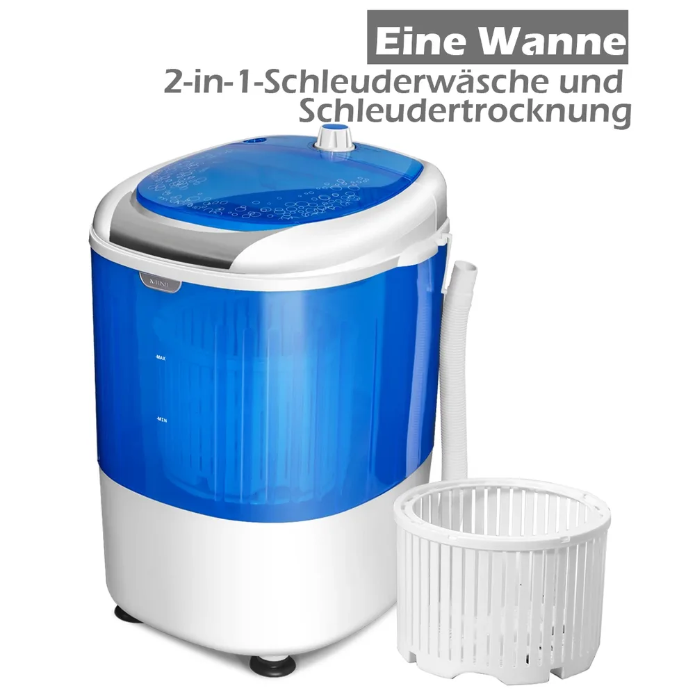 Мини пералня с центрофуга 2,5 кг, 170 W, за пътуване, синя, снимка 4