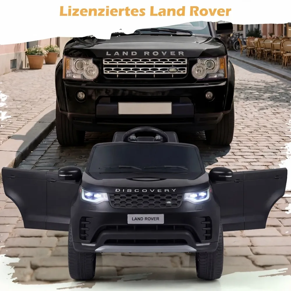 Детска електрическа кола Land Rover 12 V с окачване, LED светлини и музика, черна, снимка 5
