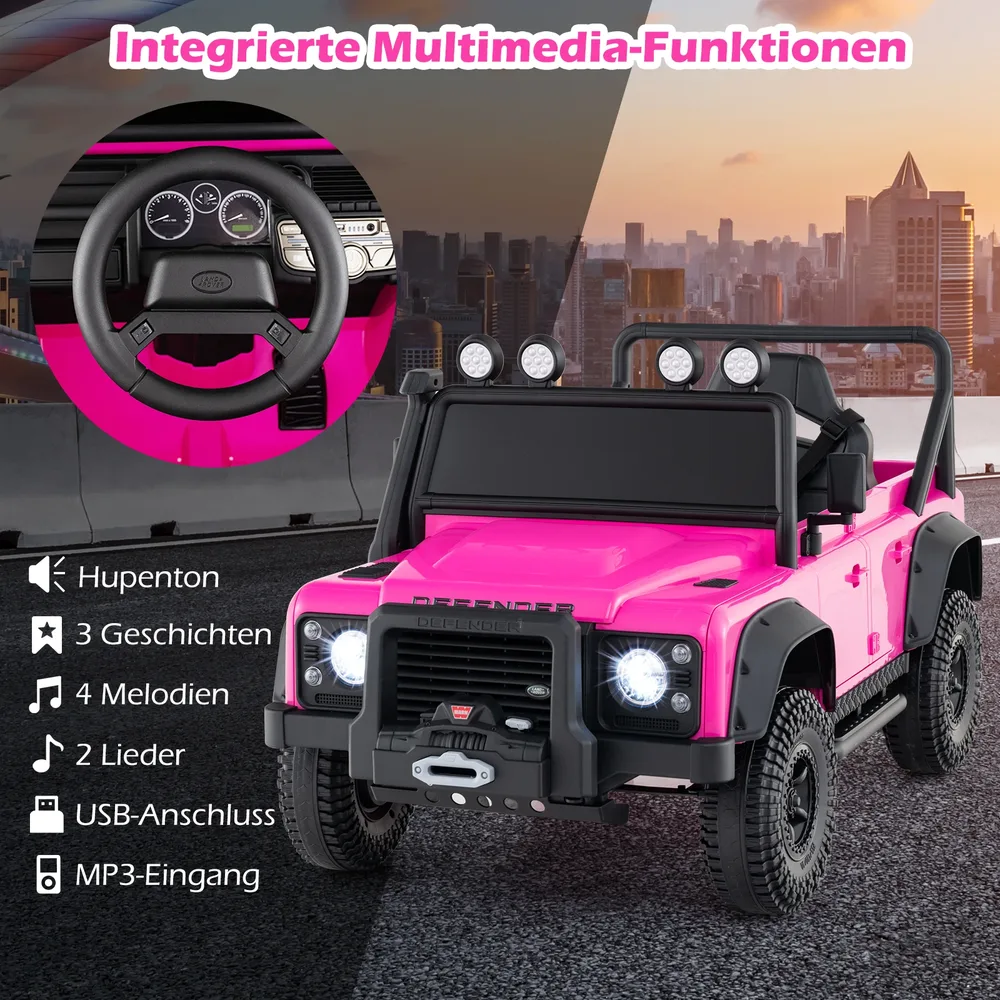 Детска електрическа кола Land Rover Defender с дистанционно за родителите, розова, снимка 4