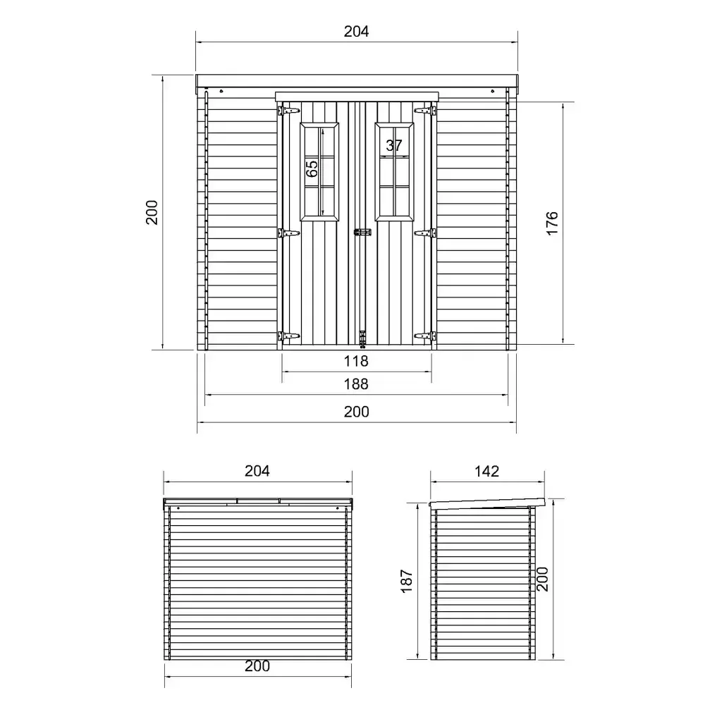 Дървена барака с под – 200 × 130 см – 2 м², снимка 5