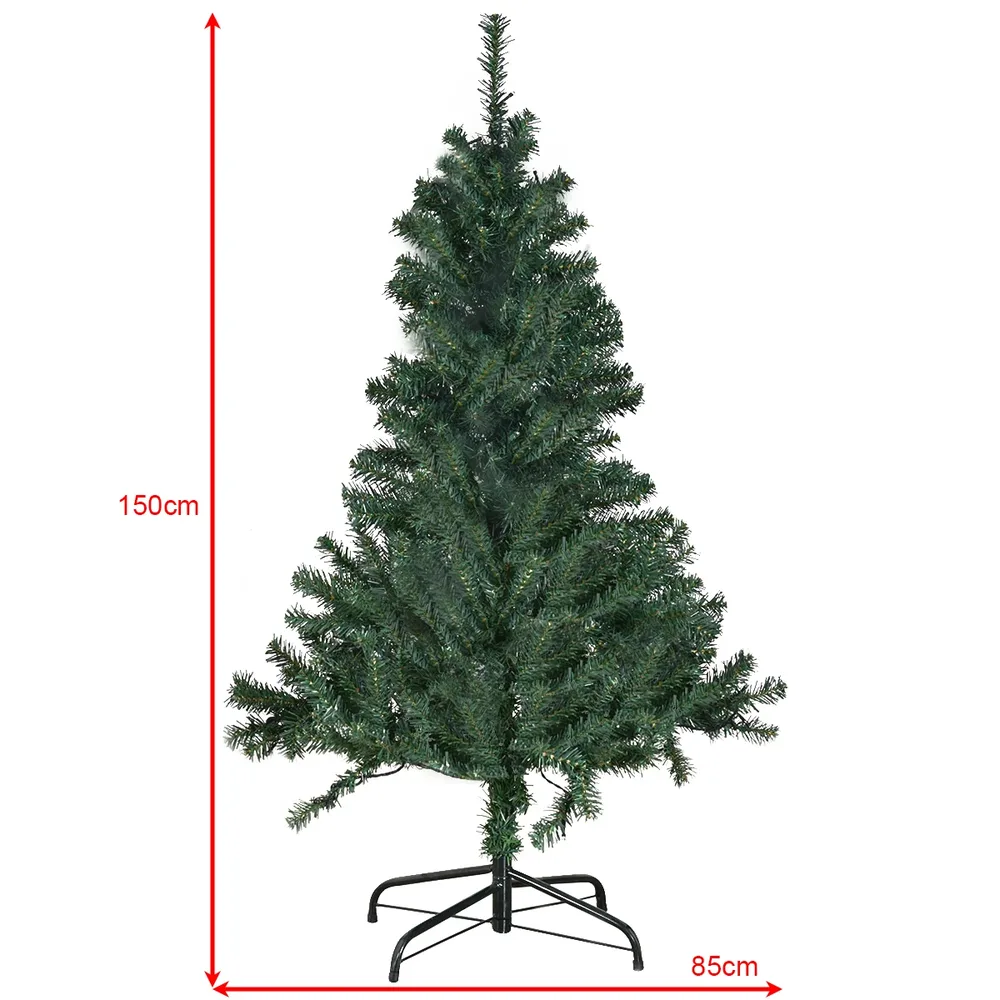 Изкуствена коледна елха със светещи LED вериги, 150 см, снимка 4