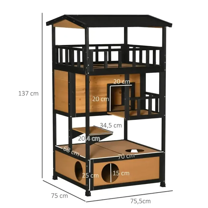 Къщичка за котки устойчива на атмосферни влияния - 75,5 × 75 × 137 см, снимка 6